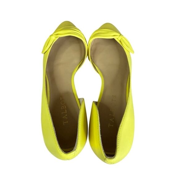 NEW Talbots Yellow Leather Flats Bow Pointed Toe D’Orsay Ballet Shoes 7.5 - Picture 5 of 9